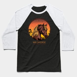 horse head illustration with moon background Baseball T-Shirt